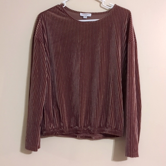 Carolina Belle Montreal Mauve Pink Velvet Medium Ribbed Long Sleeve - Picture 2 of 3